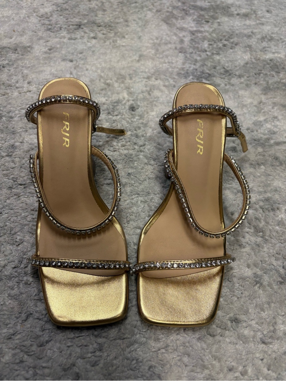 Gold with rhinestone accent heels